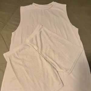 Short Set for Women 2 PC Summer  Large Sleeveless Knit Tunic Top Ribbed Shorts